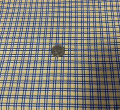 Vintage Plaid Checked Squares Print Fabric Yellow White And Blue 100% Cotton BTY