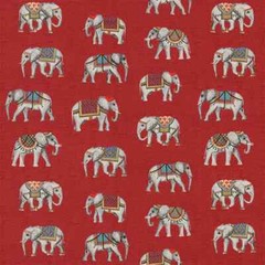 Jaipur Indian Elephant Rosso 100% Cotton Curtain Upholstery Cushion Blind Fabric