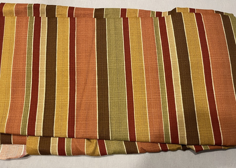 Fabric Cloth P/Kaufmann Outdoor Bold Stripe Orange Brown Yellow Green 54″x132″