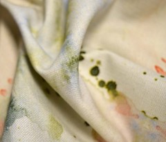Jenkins Tea Rose Pastel Green Peach Abstract Inkblot Print Hamilton Fabric