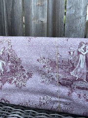Vintage Burgundy Red French Toile de Jouy Pastoral Whimsical Cotton Fabric 9 Yds