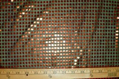 HALLOWEEN SPIRIT 1/4″ ORANGE SEQUINS ON BLACK METALLIC MESH FABRIC 48X41 INCHS