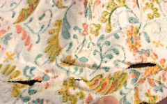VTG `70s Colorful Floral Paisley Polyester Nylon NO Stretch 34″ X 69″ FUNKY