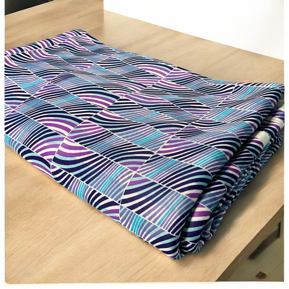5 1/2 Yards Geometric Striped Curvy Purple Blue Stretch Knit Fabric 60″ W