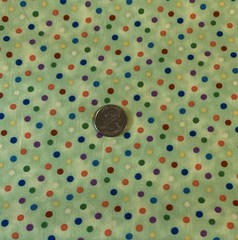 “The Cat Party” Polka Dot Fabric By Red Rooster Fabrics Green White Orange BTHY