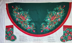 2 Cranston Christmas Tapestry Tree Skirt Fabric Panel Stocking Reindeer Pinecone