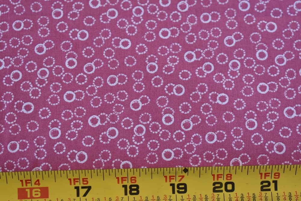 By 1/2 Yd, White Circles on Pink Quilt Cotton, Richlin, N4131