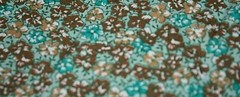 Aqua Floral Cotton Fabric Quilt Material Blue & Brown 1/2 yard Quilt 18″ x43″-=