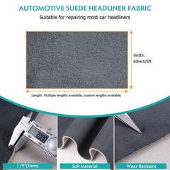 Charcoal Headliner Fabrics 1/8″ Foam Backed 96″x60″ DIY Craft Upholstery Replace