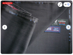 DORMEUIL SUPER120’s WOOL SUITING FABRIC “TECNIK’– MADE IN ENGLAND- 3.4 m
