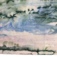 SkyDyes Mickey Lawler 2010 Hand Dyed Fabric TWO 1yd Pieces Abstract Blue Green