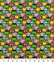 FAT QUARTER MARVEL KAWAII CHARACTER AVENGERS SUPERHEROES QUILTING COTTON FABRIC
