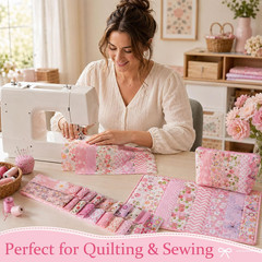 40Pcs Cotton Jelly Roll Fabric Strips for Quilting, 20 Pink Patterns | 2 of Each
