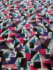 VTG HTF Burlington Studios Prints Abstract Print Poly Fabric 2 Yards 15″ X 65″W