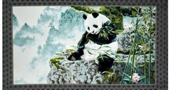 Panda Bear Chinese Animal Bamboo Asian Themed Cotton Fabric QT 24″ Panel