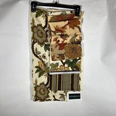 Designer Fabric Sample Dogwood Floral SP-695 Porcelain Linen Cream Brown Green