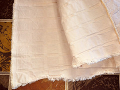 EUC 2pcs (4.8yd total X 54″) heavy cotton pink/peachy w/ “raised square” weave