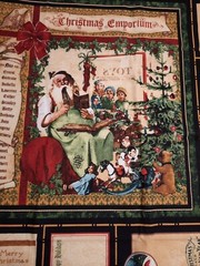 Wilmington Prints Christmas Emporium panel Santa Gift Tag Slow Stitch Crafts