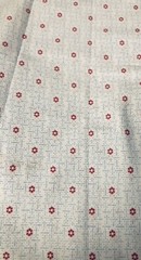 VTG Blue Dots in a Grid Pattern & Red Floral on Soft White Cotton BTFQ