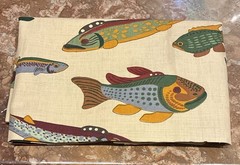 Scalamandre Fabric Under The Ice Aquatic Fish Nautical Sea Multicolor Tan Sand