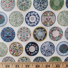 Old Fashioned Floral Plates on Ivory Japanese Cotton Shirting – NO METALLIC