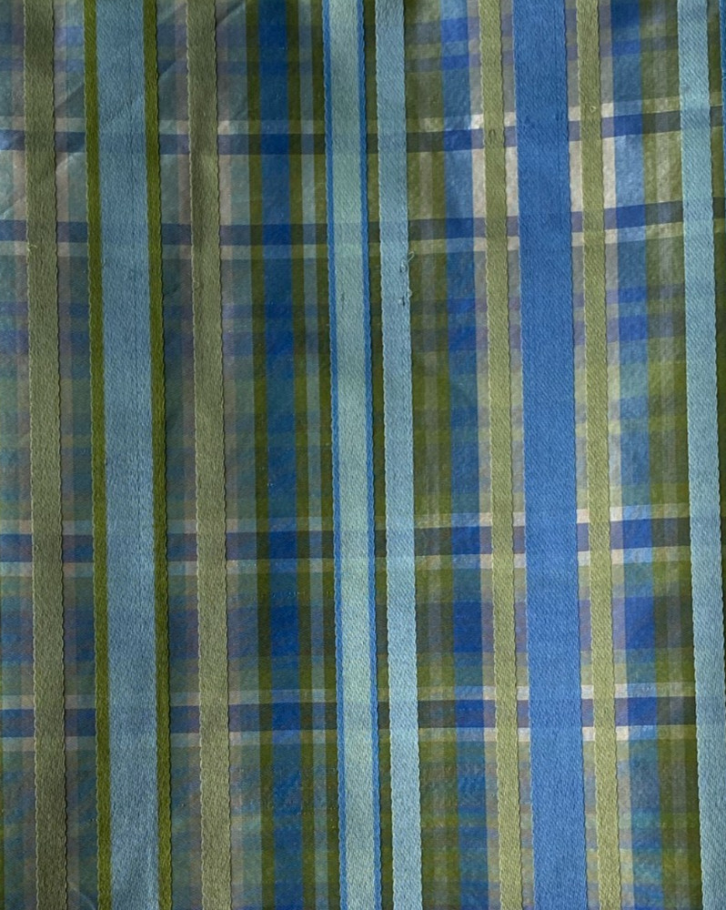 Groundworks Pavillion Plaid Sea Designer Fabric Remnant 24″x24″