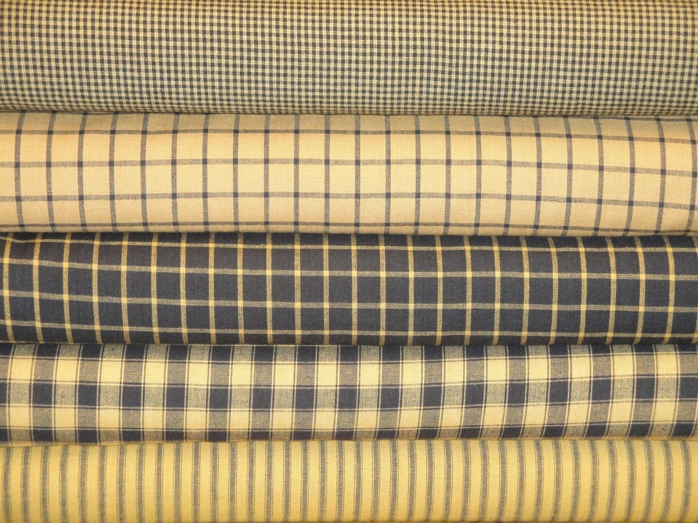 Mustard And Black Cotton Homespun Fabric | Primitive Sewing Home Decor Fabric