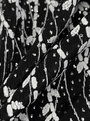 DTY Knit Fabric Jersey Silver Strings Abstract Vines Black By the Yard