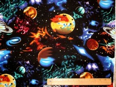 FAT QUARTER FABRIC PLANETS SPACE GALAXY STARS SOLAR SYSTEM STARGAZERS MOON FQ