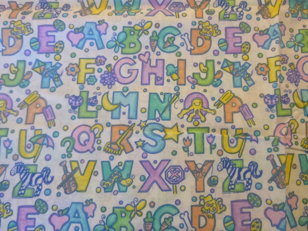 Pastel Baby Alphabet Cotton Fabric (44″ Wide x 36″ long)
