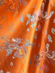 Hope ORANGE Dragon Brocade Chinese Satin Fabric by the Yard – 10040
