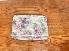 Vintage Sheer Pink Mauve Purple Green Tan Floral Fabric 45” wide