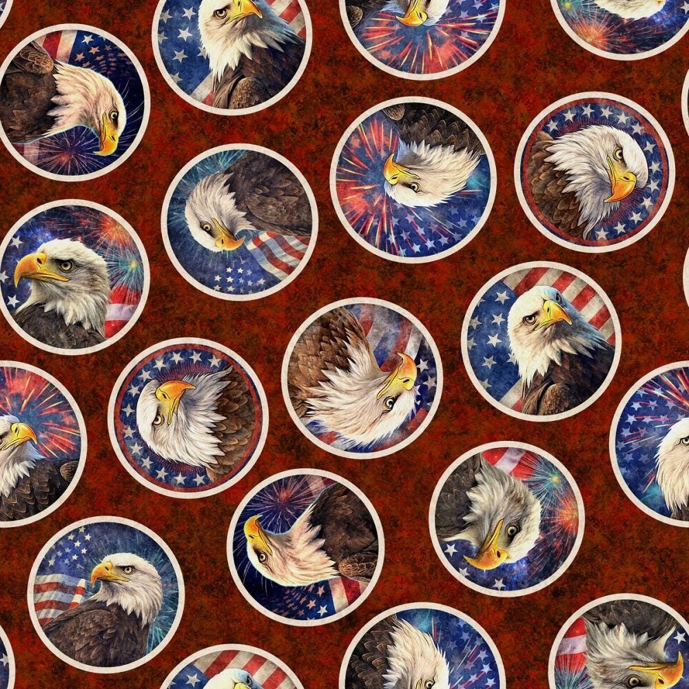 American Freedom Fabric, #1, Eagles, USA, Flag, Patriotic