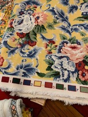 12 Yds Vintage Barrow Belcourt Floral Upholstery Fabric Yellow Pink Blue 55″ W