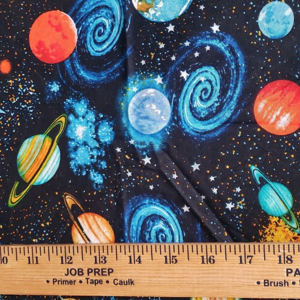 Space Planet Galaxy Fabric 1 Yard X 44″ Cotton Solar System Stars Novelty