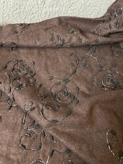Fabric Lot 2 Yds 34 Ins 58 W Fall Suitings Brown Embroidered Blk Silver Wool