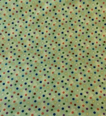 “The Cat Party” Polka Dot Fabric By Red Rooster Fabrics Green White Orange BTHY