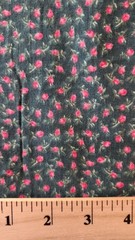 vintage 100% cotton green fabric with pink roses 43″ wide x 2 yds long grandma