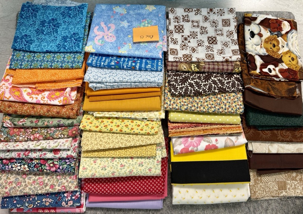Large Lot Of Fabric Remnants, Large, And Small Pieces. 4+ Pounds. Box 5