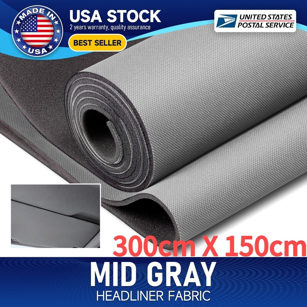3MM 118″x60″ Flat Knit Headliner Fabric with Foam Backing for Car Roof Lining