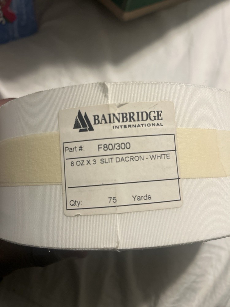 Bainbridge International F80/300 8 oz x 3” Slit Dacron White 75 Yards