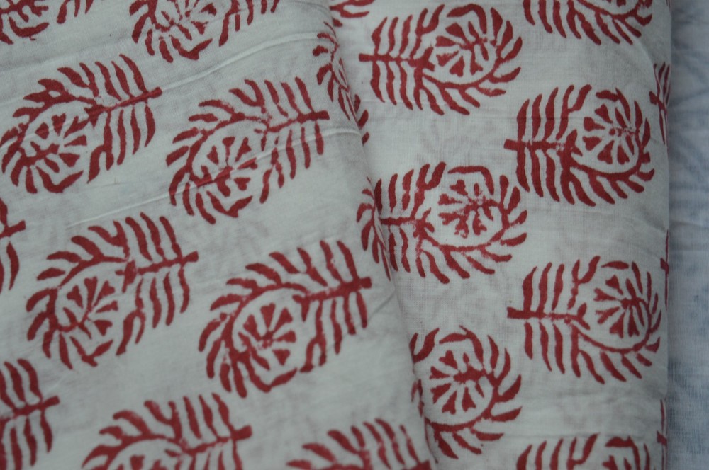 NO TARRIF CHARGES 100%✅ZK_135 Hand Block Floral Print 100%Cotton 4 Yard Fabric