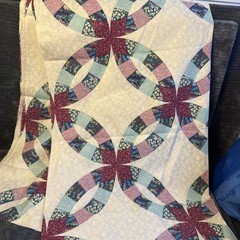 Cheater Quilt Fabric Wedding Ring 80s 90s VTG 84×44 Duvet Bedspread NEW Sewing