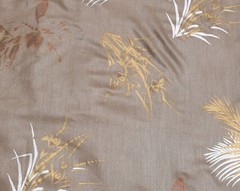 3.6 Yards VTG MCM 1970’s Silky Poly Fabric Loomskill, Inc. Bronze/Taupe Floral