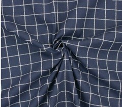 2yds Better Homes & Gardens navy blue & white windowpane grid patterned fabric