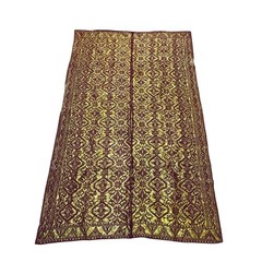 Indonesian Songket Sarong 39×68 Gold Thread Metallic Brocade Maroon