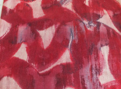 1 yard hand paintd dyed RED SQUIGGLE cotton quilt fabric OOP vintage READ