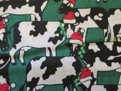 CHRISTMAS COWS WITH Santa Hats COTTON by FABRIC TRADITION #5861 BTYx44
