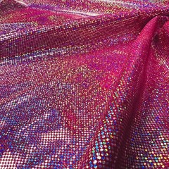 Hologram Metallic Coral background Foil Stretch Spandex by the Yard for Swimwear