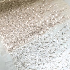 100*125cm Champagne Shining Sequin Tree Leaf Embroidered Fabric Dress Material.